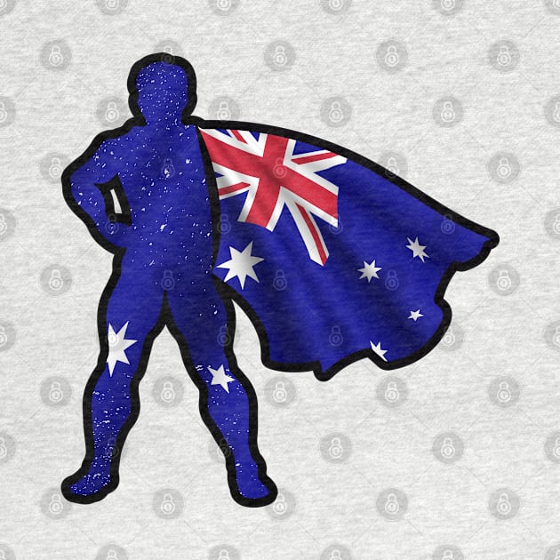 Australian Hero Wearing Cape of Australia Flag Aussie Pride by Mochabonk